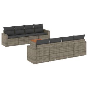 vidaXL 9 Piece Garden Sofa Set with Cushions Grey Poly Rattan