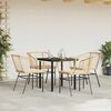 vidaXL 5 Piece Garden Dining Set with Cushions Brown Poly Rattan Glass