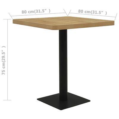 vidaXL Bistro Table Oak Colour 80x80x75 cm MDF and Steel