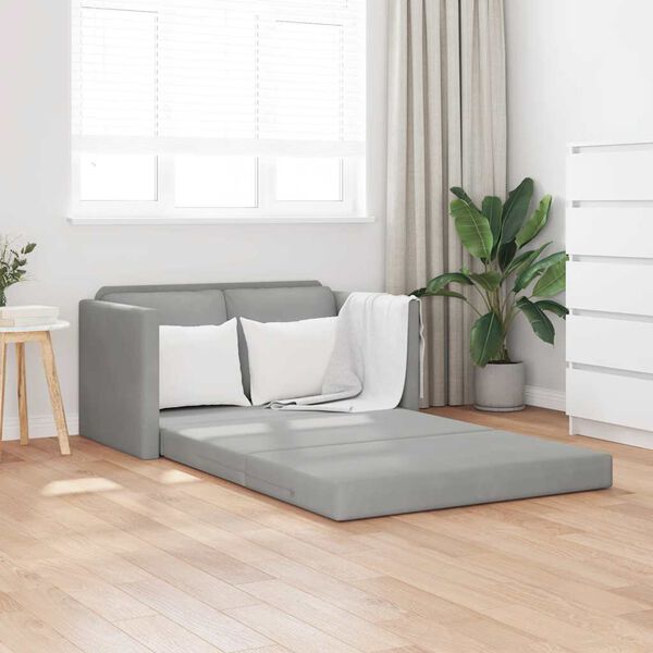 vidaXL Floor Sofa Bed 2-in-1 Light Grey 122x204x55 cm Velvet