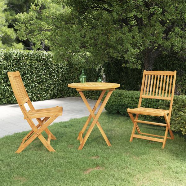 vidaXL 3 Piece Folding Garden Dining Set Solid Acacia Wood