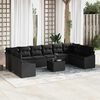 vidaXL Garden Sofa Set 11 pcs Black Poly rattan