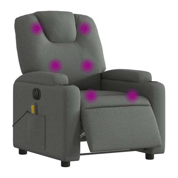 vidaXL Electric Massage Recliner Chair Dark Grey Fabric