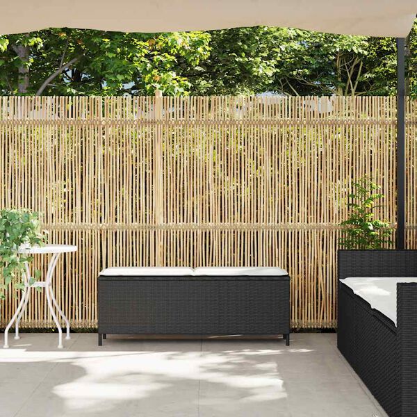 vidaXL Garden Bench with Cushion Black 110x30x40.5 cm Poly Rattan