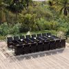 vidaXL 17 Piece Garden Dining Set with Cushions Black Poly Rattan