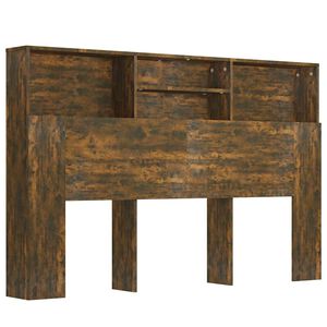 vidaXL Headboard Cabinet Smoked Oak 160x19x103,5 cm