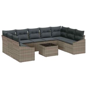 vidaXL Garden Sofa Set 9 pcs Light Grey Poly Rattan