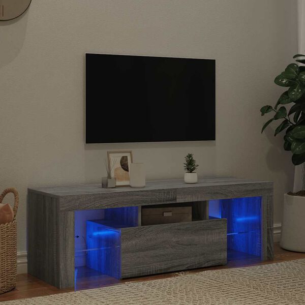 vidaXL TV Cabinet with LED Lights Grey Sonoma 120x35x40 cm