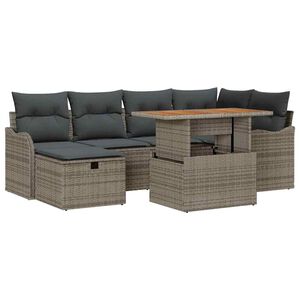 vidaXL Garden Sofa Set 7 pcs Grey Poly Rattan