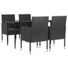 vidaXL 5 Piece Garden Dining Set Black Poly Rattan and Steel