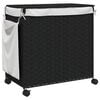 vidaXL Laundry Basket with Wheels Black 60x35x60.5 cm Rattan
