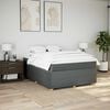 vidaXL Box Spring Bed with Mattress Dark Grey Queen Fabric