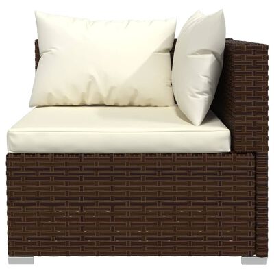 vidaXL 2-Seater Sofa with Cushions Brown Poly Rattan