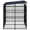 vidaXL Outdoor Dog Kennel with Roof Steel 5.53 m&sup2;