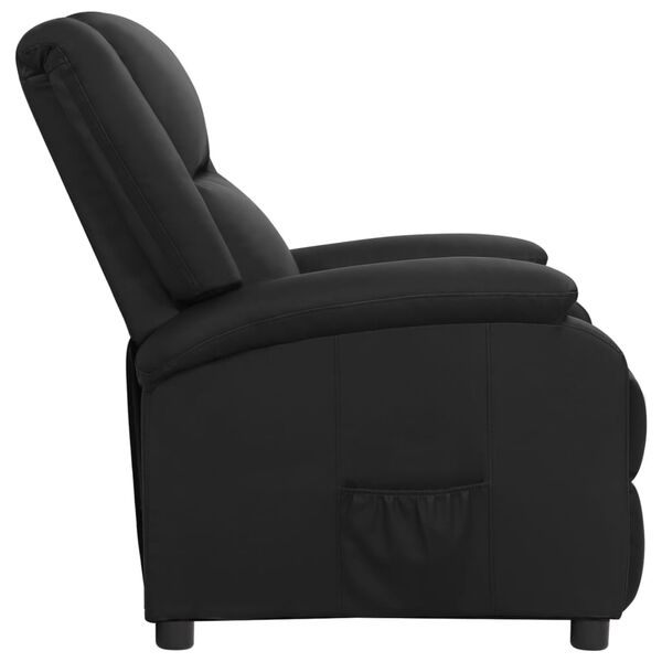 vidaXL Recliner Chair Black Real Leather