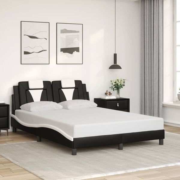 vidaXL Bed Frame "Viana" without Mattress Black and White 137x190 cm Double Faux Leather