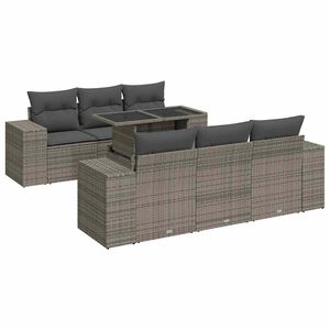 vidaXL 7 Piece Garden Sofa Set with Cushions Grey Poly Rattan