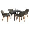 vidaXL Garden Dining Set with Cushion 5 pcs Grey Poly Rattan