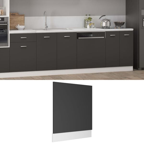 vidaXL Dishwasher Panel Lyon Grey 59.5x3x67 cm Engineered Wood