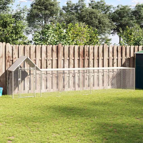 vidaXL Chicken Coop 5x1x1.5 m Galvanised Steel