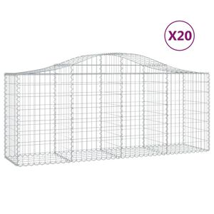 vidaXL Arched Gabion Baskets 20 pcs 200x50x80/100 cm Galvanised Iron