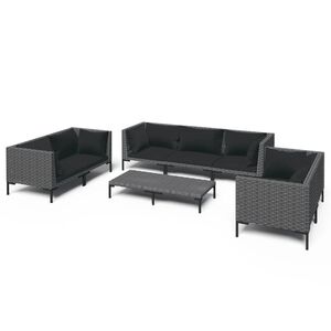vidaXL 8 Piece Garden Lounge Set with Cushions Poly Rattan Dark Grey