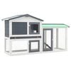 vidaXL Rabbit Hutch | White and Grey | Solid Fir Wood | Large | Rabbit Hutch
