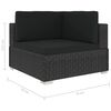 vidaXL Sectional Corner Chair 1 pc with Cushions Poly Rattan Black