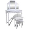 vidaXL Dressing Table | White | Pine wood | Medium | Adjustable Armrests