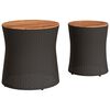 vidaXL Garden Side Tables 2 pcs with Wooden Top Black Poly Rattan