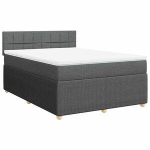 vidaXL Box Spring Bed with Mattress Dark Grey Queen Fabric