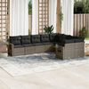 vidaXL 9 Piece Garden Sofa Set with Cushions Grey Poly Rattan