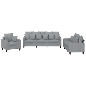 vidaXL 3 Piece Sofa Set with Pillows Light Grey Fabric
