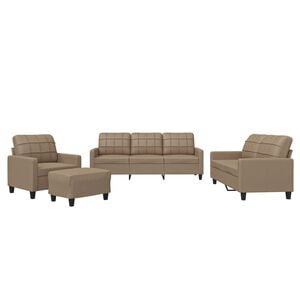 vidaXL 4 Piece Sofa Set with Cushions Cappuccino Faux Leather