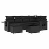 vidaXL 7 Piece Garden Sofa Set with Cushions Black Poly Rattan