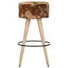 vidaXL Bar Stools 2 pcs Brown Rough Mango Wood and Real Leather