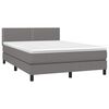 vidaXL Box Spring Bed with Mattress&LED Dark Grey 137x187 cm Double Size Fabric