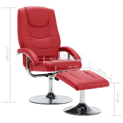 vidaXL Reclining Chair with Footstool Red Faux Leather