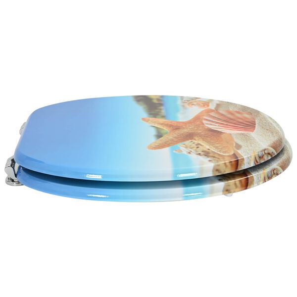 vidaXL Soft-Close Toilet Seat Light Blue 44 x 38 cm MDF board