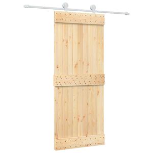 vidaXL Sliding Door Natural and White 85 x 210 cm Solid Pine Wood