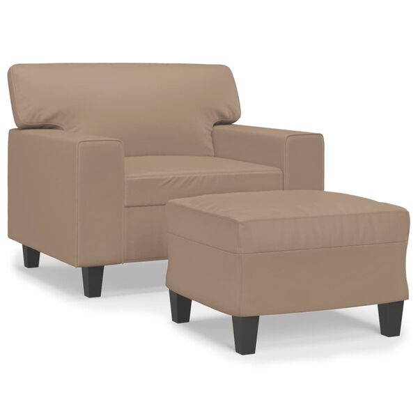 vidaXL Sofa Chair with Footstool Cappuccino 60 cm Faux Leather