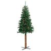 vidaXL Slim Christmas Tree with Real Wood and Cones Green 210 cm PVC