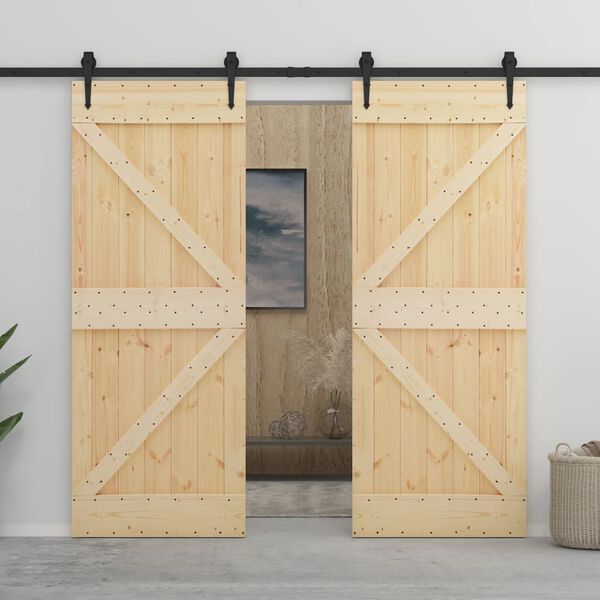 vidaXL Sliding Door with Hardware Set 100x210 cm Solid Pine Wood
