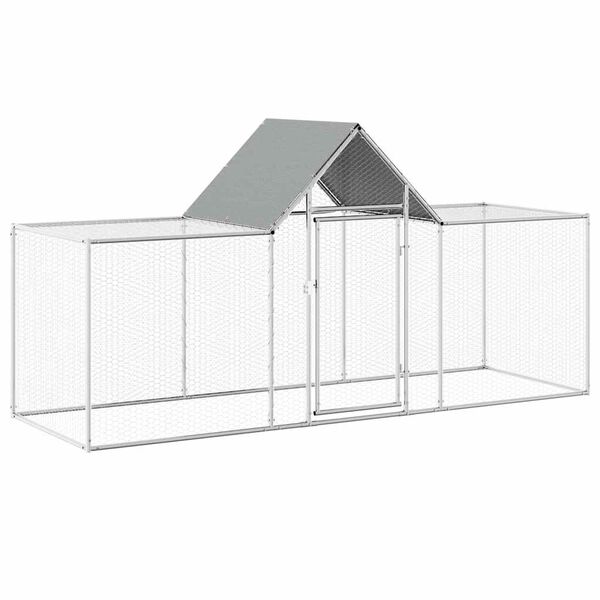 vidaXL Chicken Coop 3x1x1.5 m Galvanised Steel