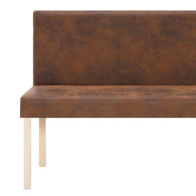 vidaXL Bench 139.5 cm Brown Faux Suede Leather