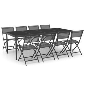 vidaXL 9 Piece Outdoor Dining Set Steel