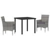 vidaXL Garden Dining Set 3 pcs Grey Poly Rattan