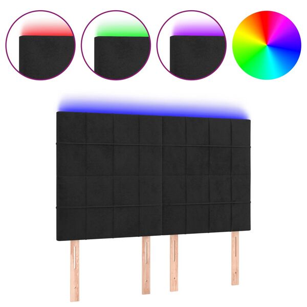 vidaXL LED Headboard Black 144 cm Velvet