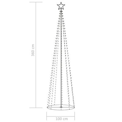 vidaXL Christmas Cone Tree 400 Warm White LEDs Decoration 100x360 cm
