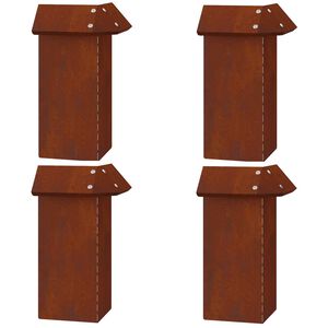 vidaXL Snail Fence 4 pcs 13.5 x 13.5 x 25 cm Weathering Steel Rusty